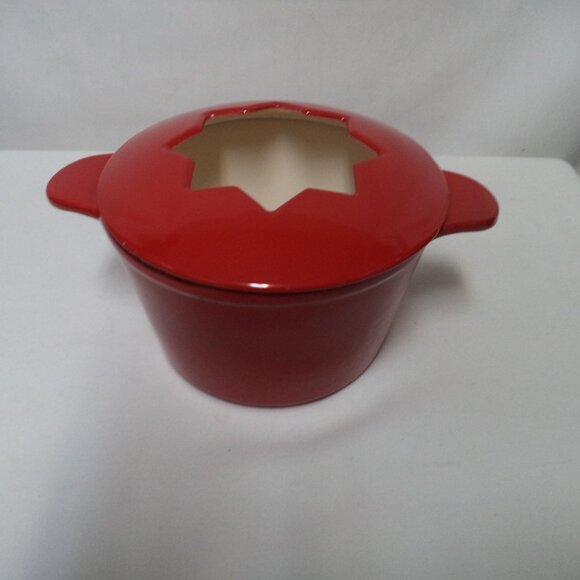 Cuisinart Vintage Enameled Cast Iron Fondue Pot Lid FP-115R Red 1.5 quart - Picture 2 of 14